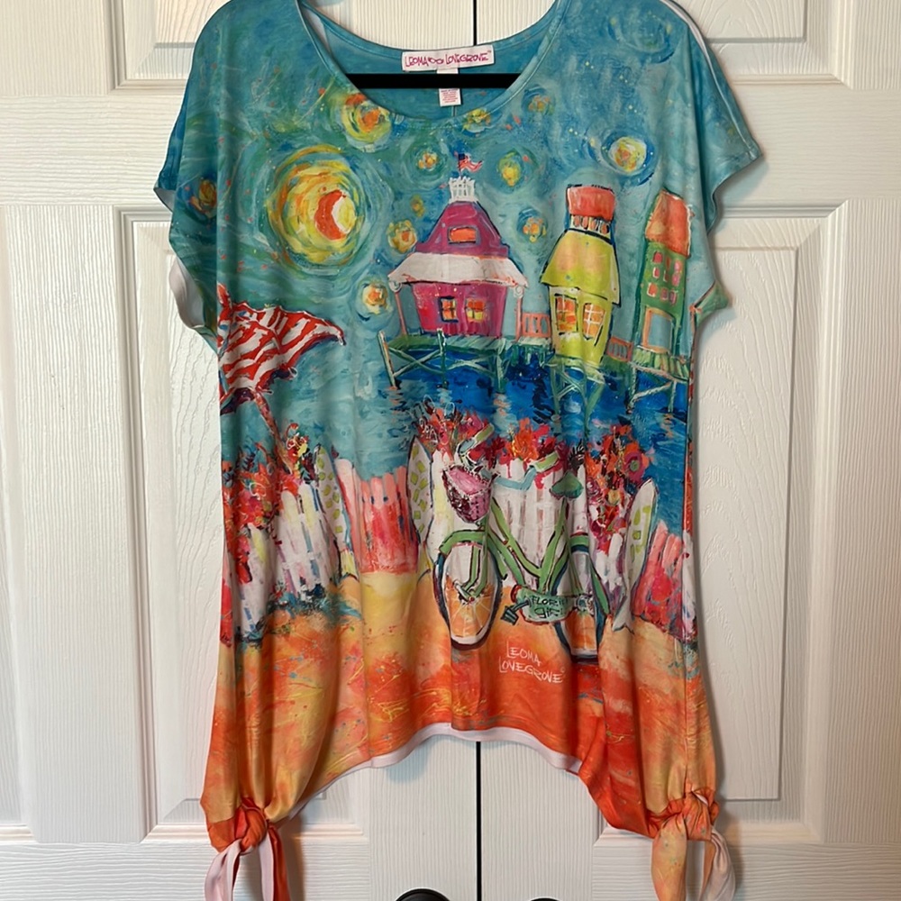 Sz L Leoma Lovegrove Art to Wear Top